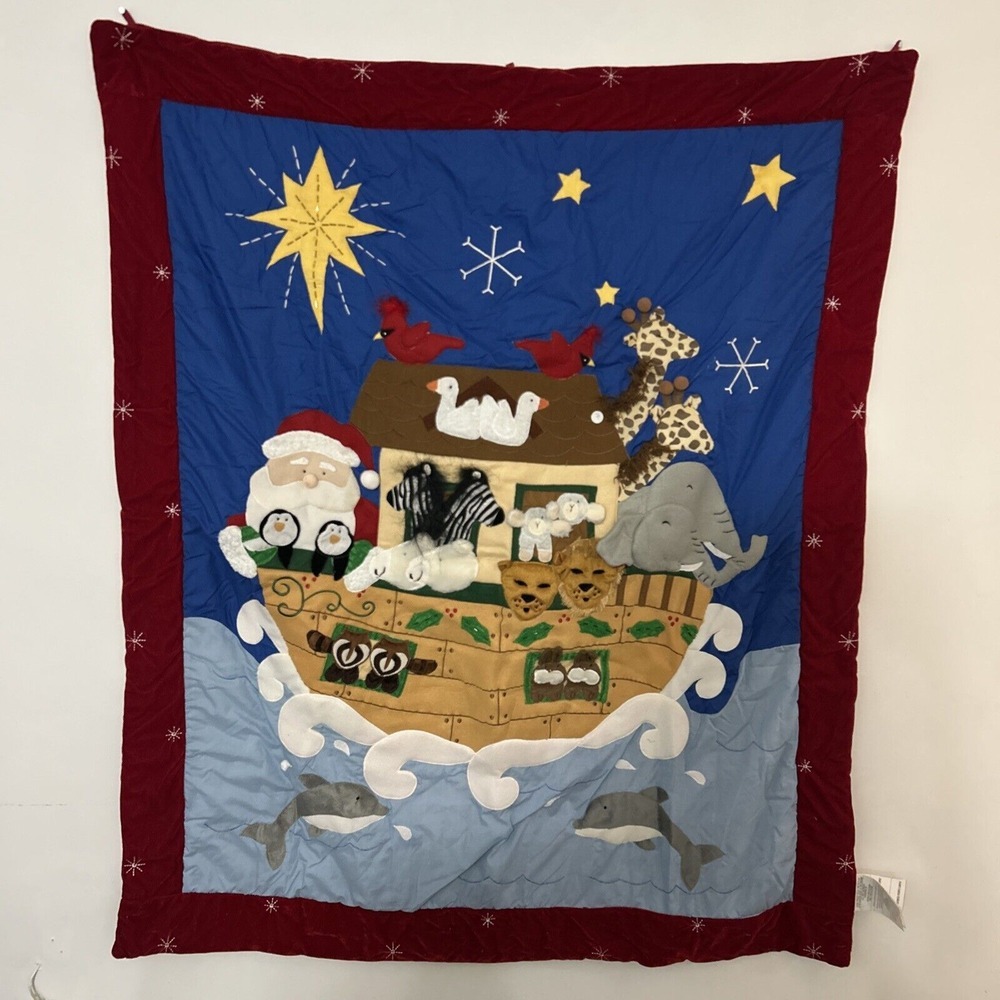 Home‎ Interiors Wall Hanging Plush Santa Noahs Ark Christmas Embellished 3D